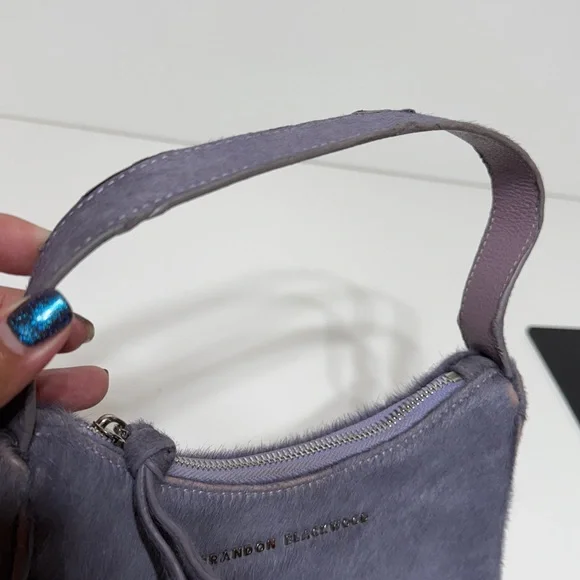 Brandon Blackwood Lavender Purple Pony Hair Shoulder Syl Bag - Picture 9 of 17